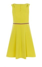 YELLOW LACE UP COTTON DRESS at Karen Millen